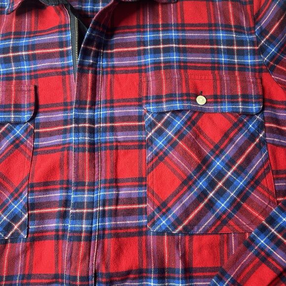 J.Crew Mercantile L Women’s Quarter Zip Tartan Plaid Red Flannel - Picture 4 of 10